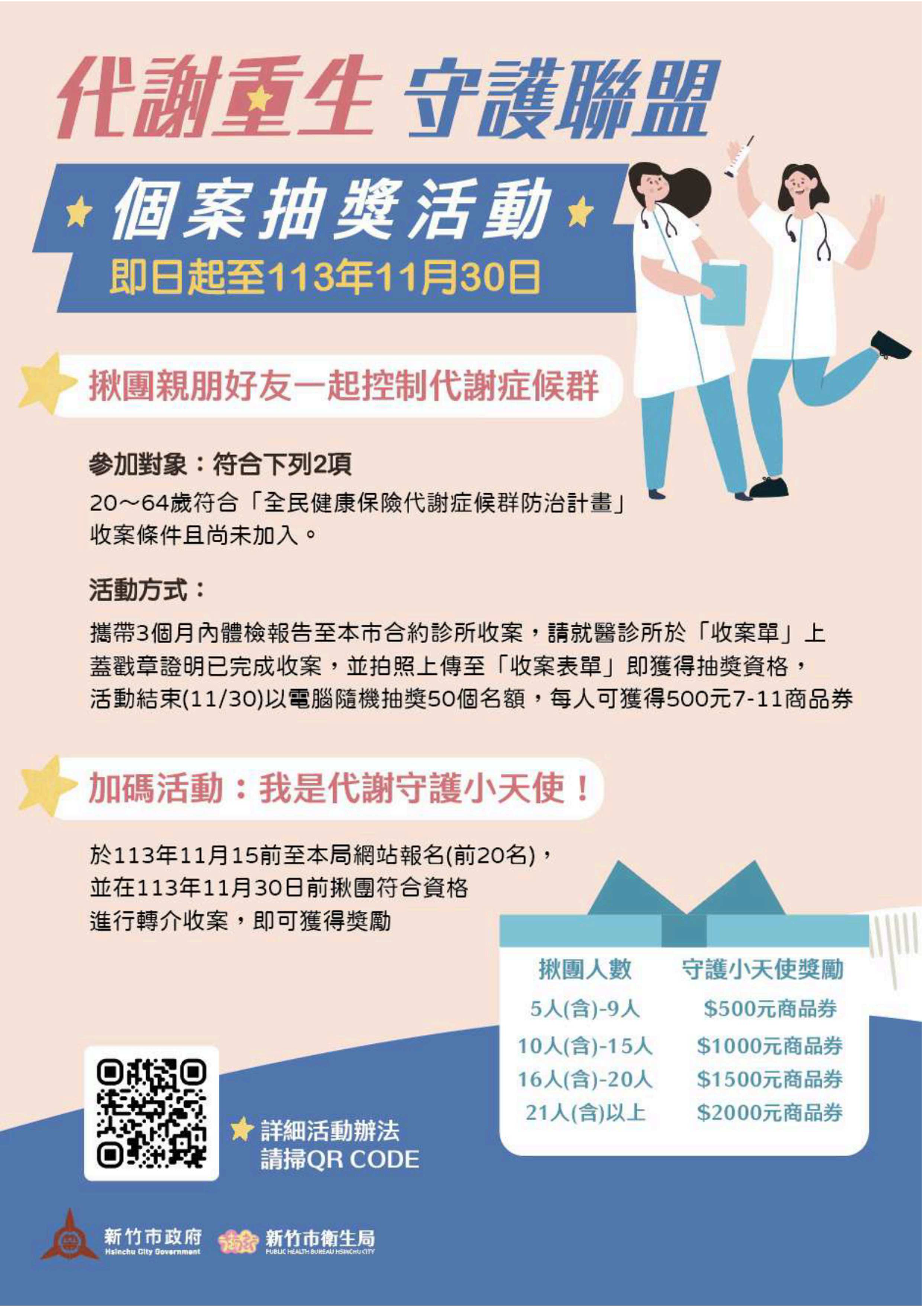 新竹市衛生局辦理代謝重生守護聯盟活動及抽獎活動訊息,同仁踴躍參加