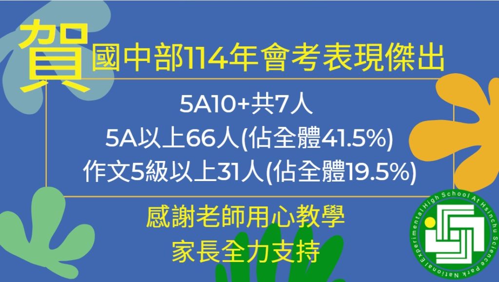 賀！本校國三114會考表現傑出