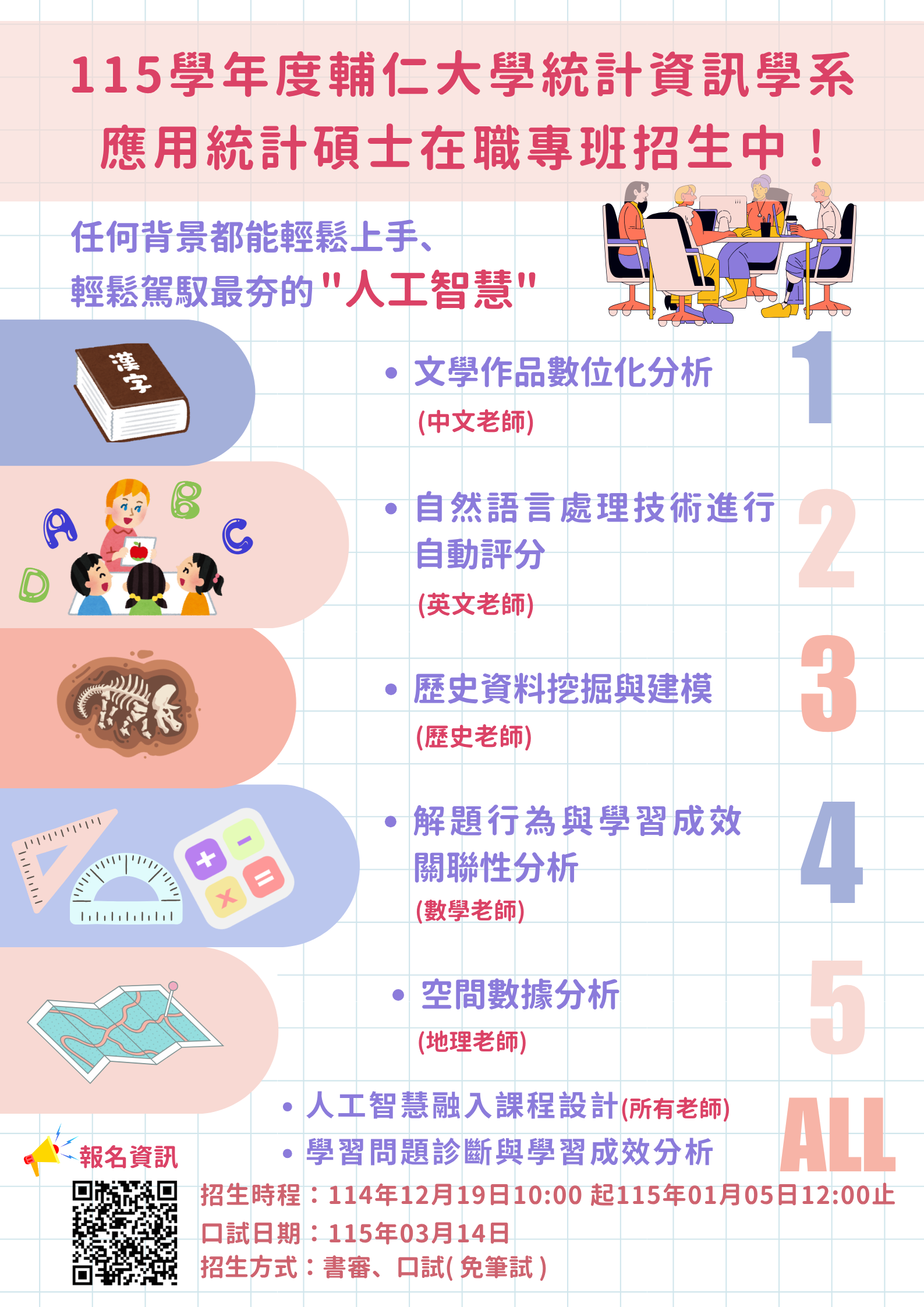 輔仁大學學校財團法人輔仁大學統計資訊學系應用統計碩士在職專班115學年度招生海報